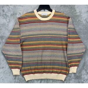 Bullock & Jones Mens Crewneck Sweater IT 52 (Sz L) Multicolor Striped Italy Made